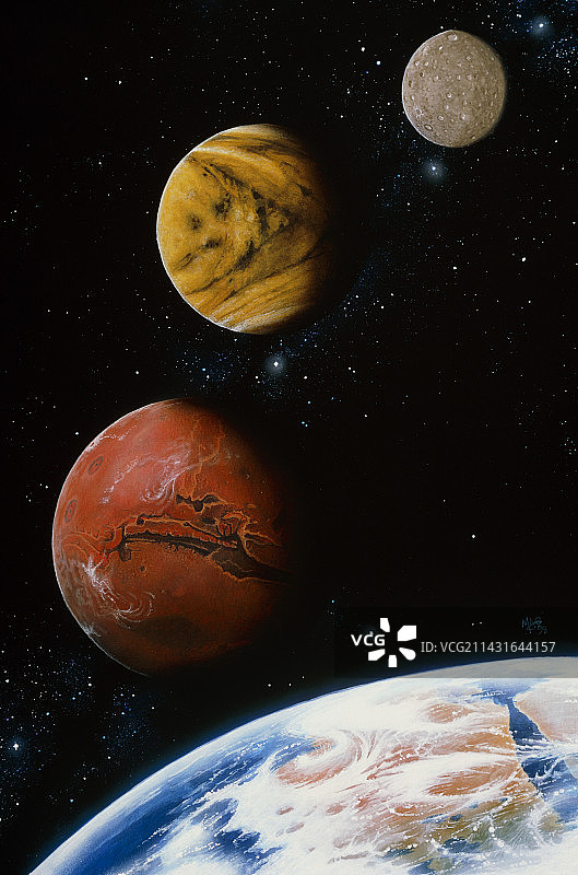 地球、金星、火星和水星图图片素材
