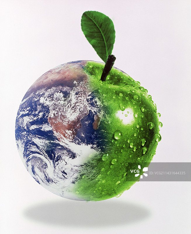 电脑合成地球与苹果图片素材