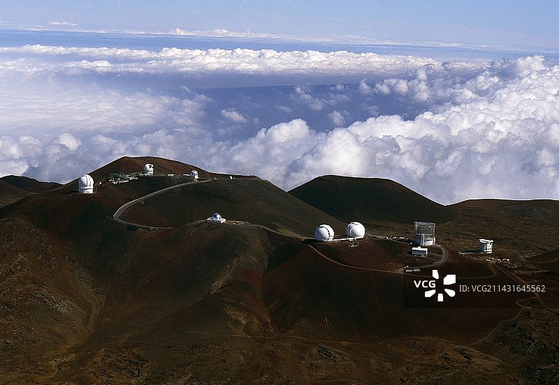 莫纳克亚天文台航拍图片素材