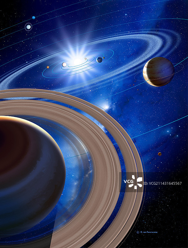 土星与太阳系图片素材