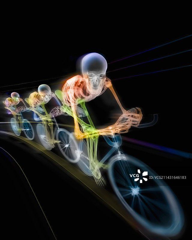 自行车比赛彩色X光片图片素材