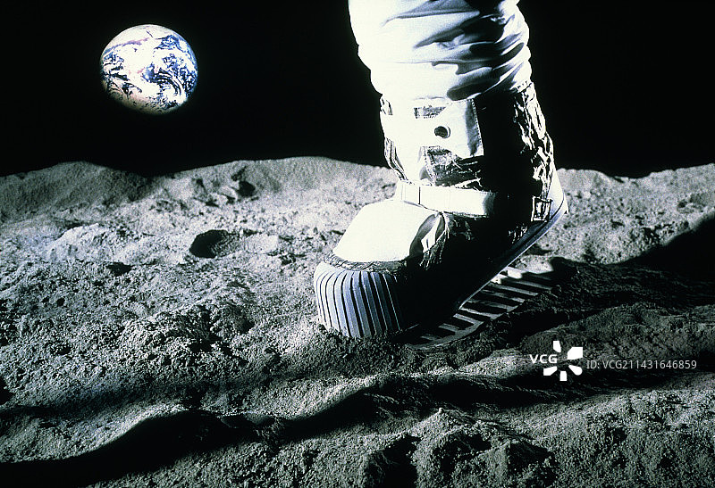 月球上宇航员脚印的样机图片素材
