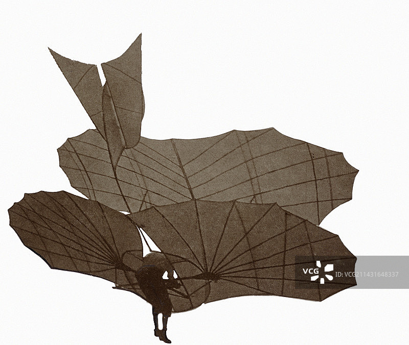 李林塔尔滑翔机飞行中图片素材