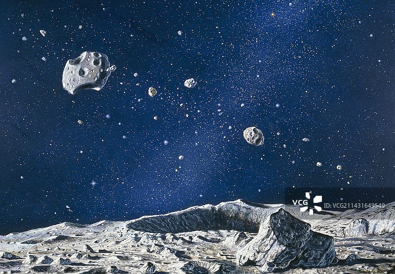 从小行星表面看小行星带的艺术作品图片素材