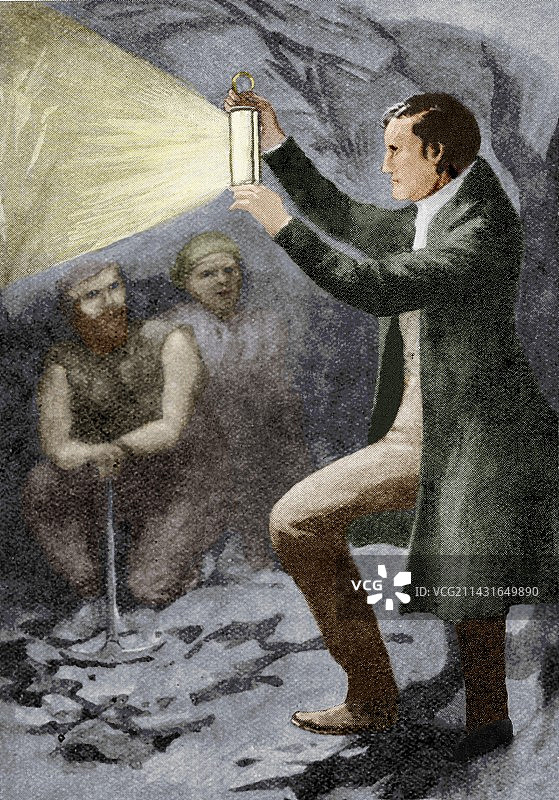 戴维测试他的矿灯图片素材