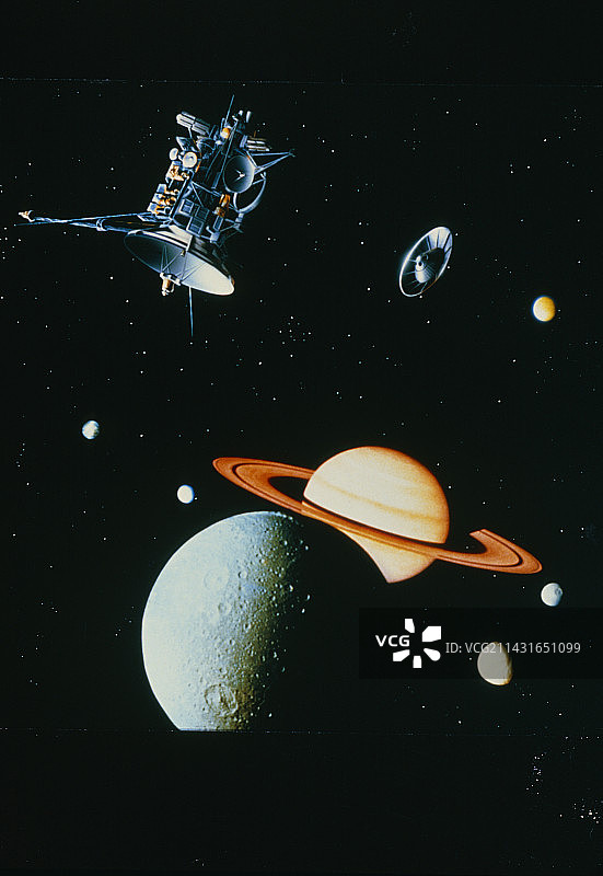 卡西尼号飞船释放惠更斯探测器图片素材