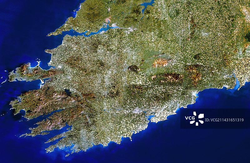 爱尔兰明斯特的真彩色卫星图像图片素材