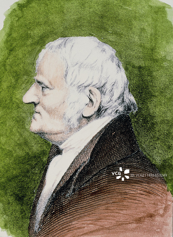 气象学家约翰·道尔顿的彩色肖像图片素材