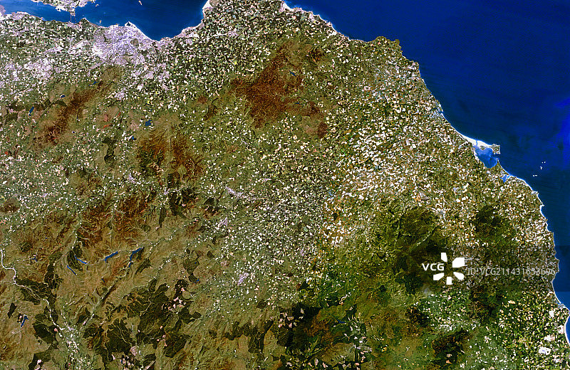 苏格兰东南部的真彩色卫星图像图片素材