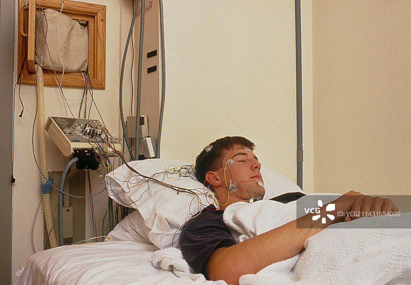 昼夜节律研究：连接线路的睡眠患者图片素材