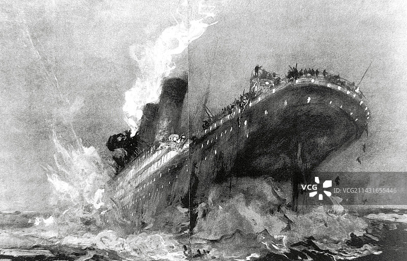 泰坦尼克号沉没插图图片素材