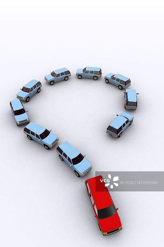 模型车组成问号，艺术作品图片素材