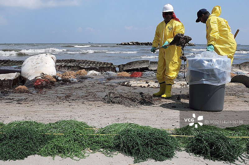 2010年墨西哥湾漏油事故清理图片素材