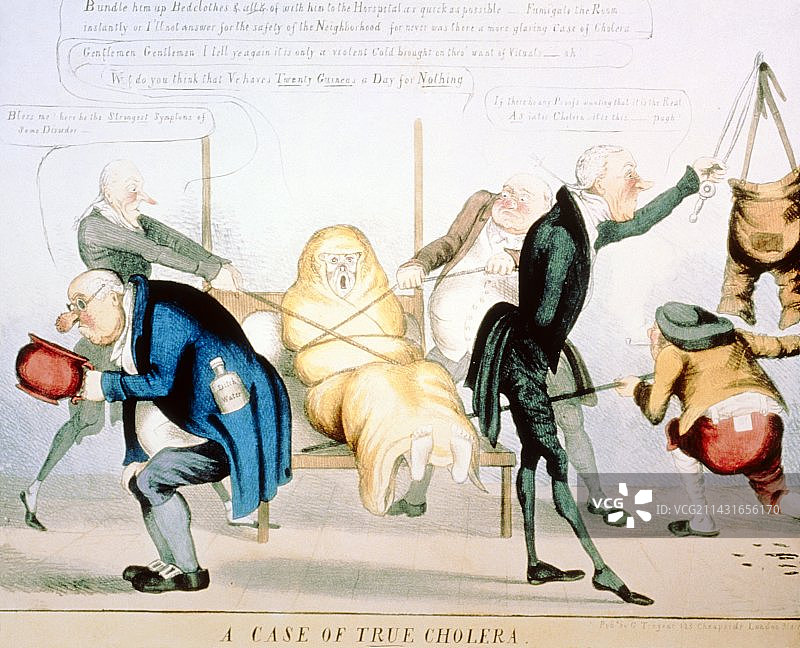 卡通医生探望霍乱病人图片素材