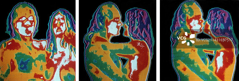 热成像图：情侣接吻图片素材