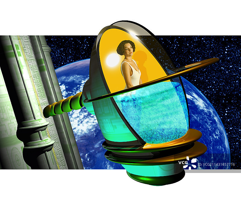 太空观测气泡电脑艺术作品图片素材