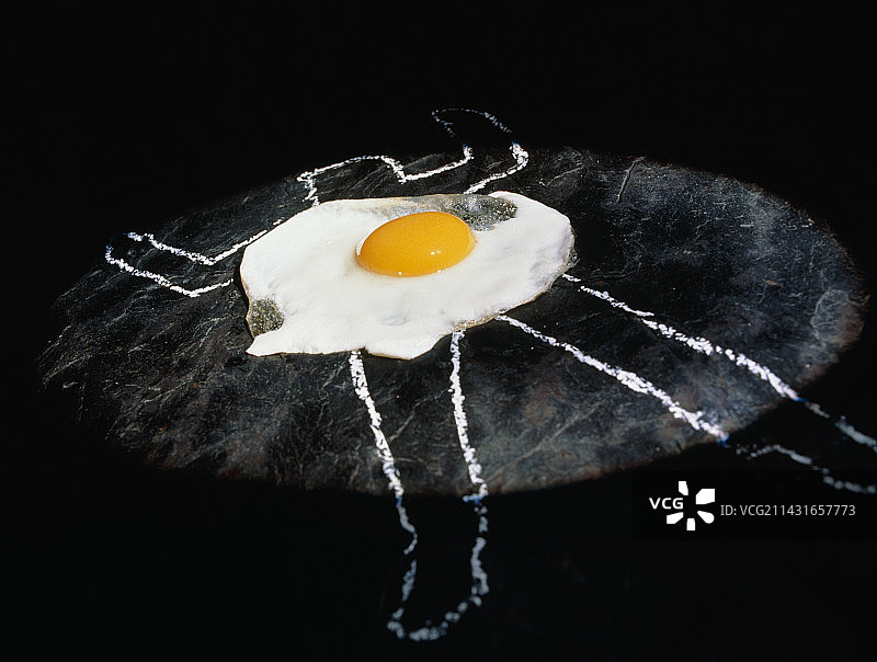 胆固醇死亡：身体轮廓和煎蛋图片素材