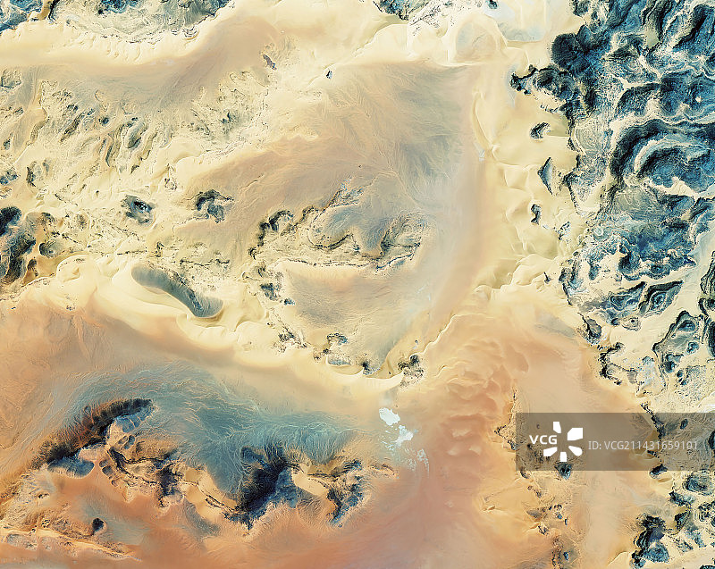 阿尔及利亚撒哈拉沙漠卫星图像图片素材