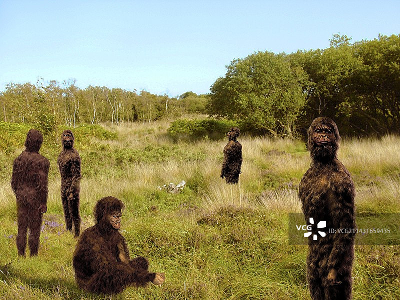 一群原始人类的电脑艺术作品图片素材