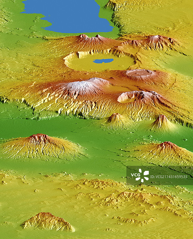裂谷火山群卫星图像图片素材