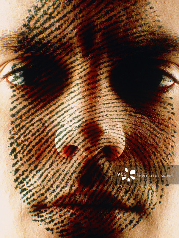 叠加在人脸上的指纹图片素材