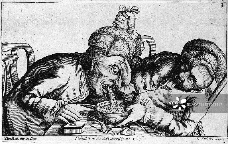 18世纪两位酗酒者雕刻图片素材