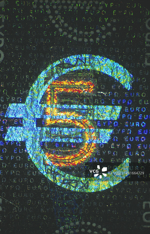 欧元纸币全息图图片素材