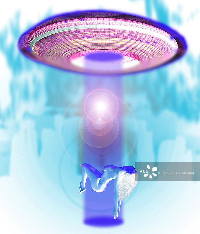 外星人绑架妇女的计算机艺术图图片素材