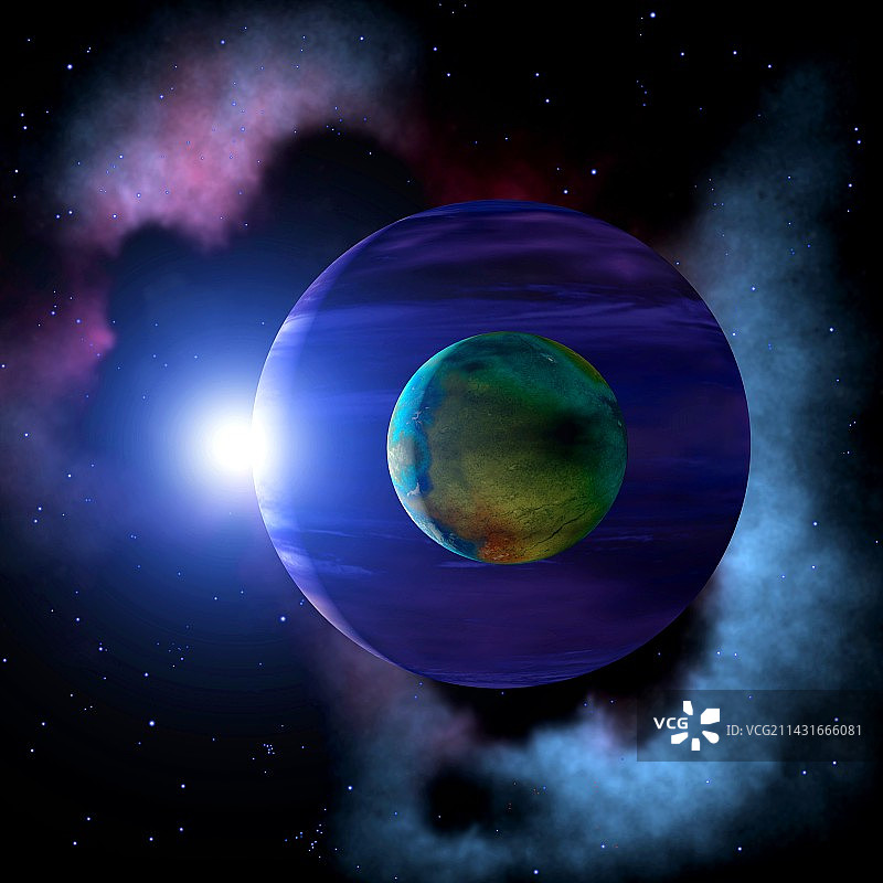 系外行星和卫星示意图图片素材