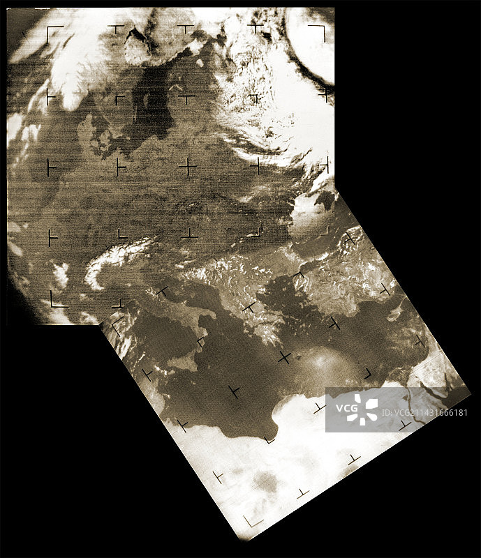 早期气象卫星图像图片素材