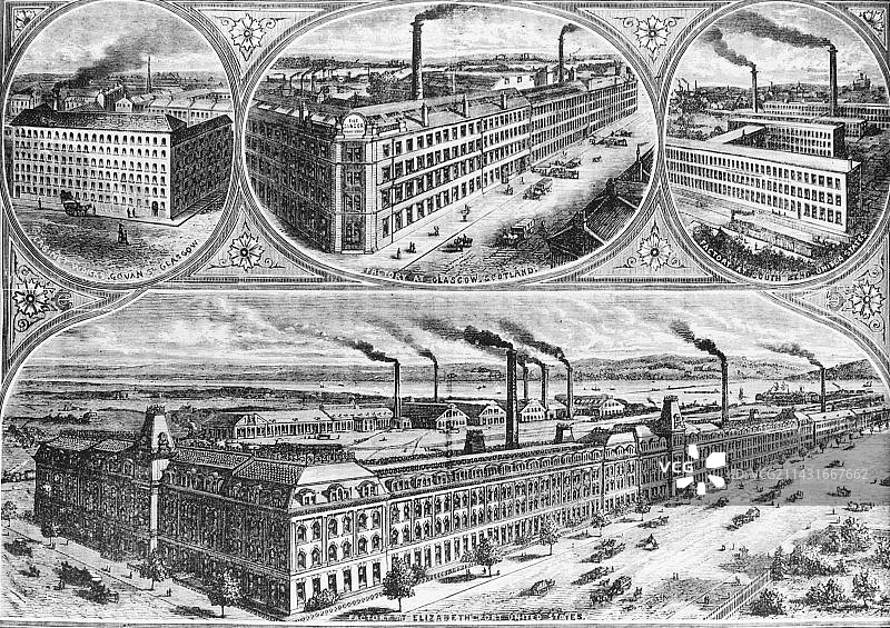 19世纪工厂航拍图片素材