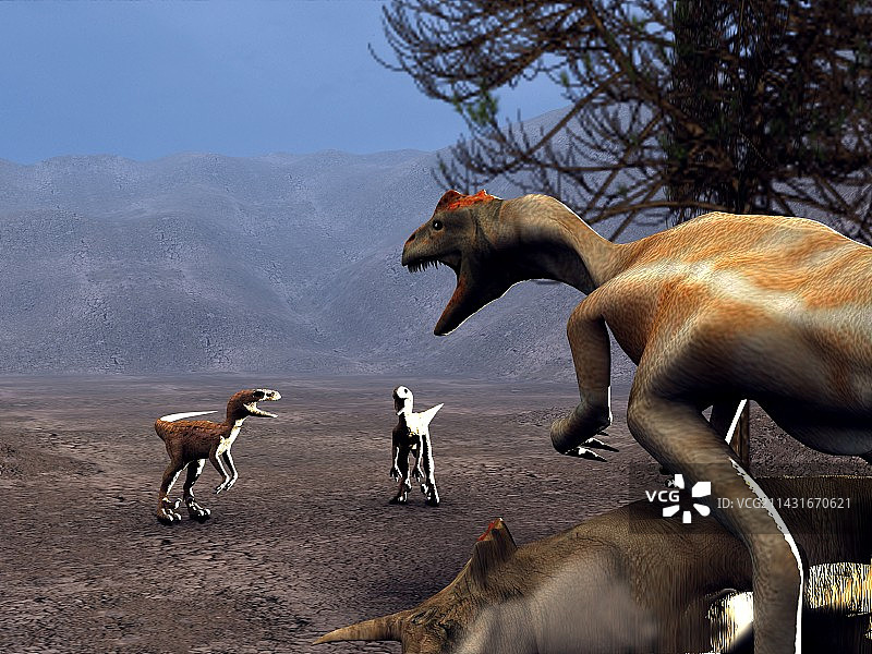 恐龙捕猎场景图片素材