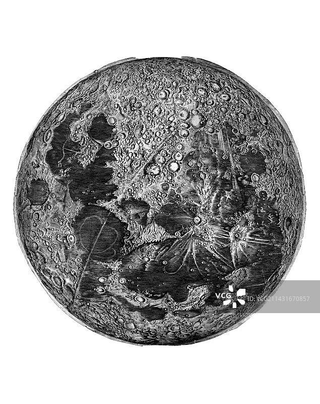 1679年卡西尼月球地图图片素材