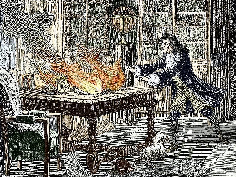 1692年牛顿《光学》笔记图片素材