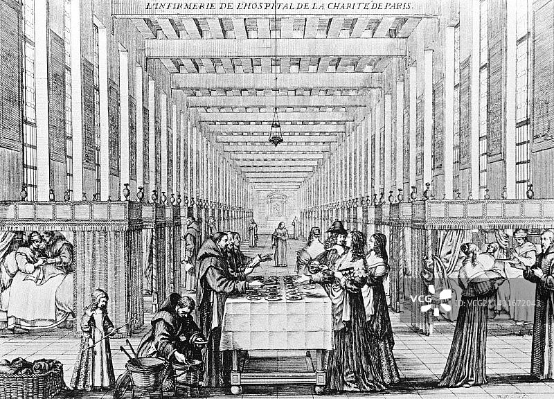 17世纪查理特医院病房场景图片素材