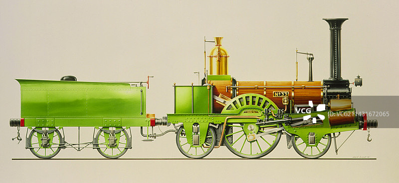 19世纪蒸汽机车插图图片素材