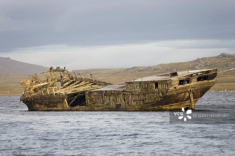 被破坏的船只，福克兰群岛图片素材