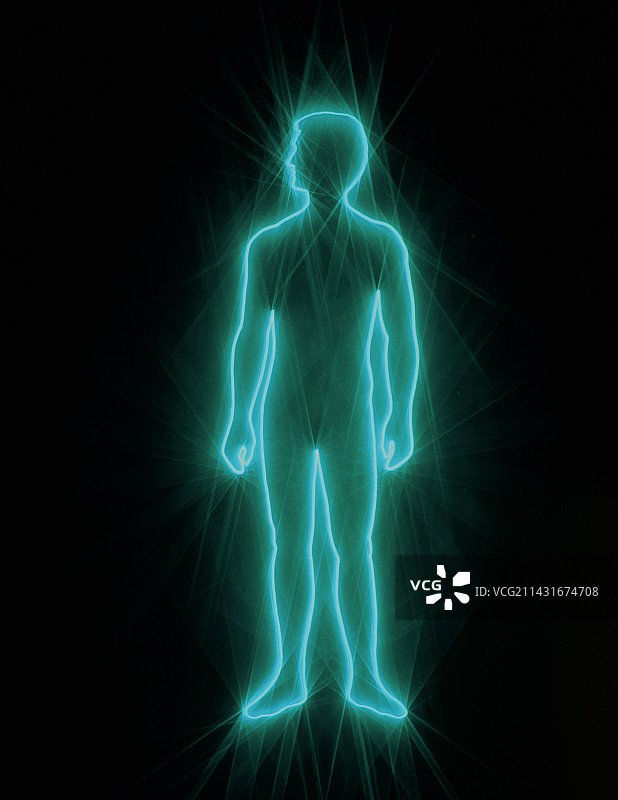 站立的男人电脑图像轮廓图片素材