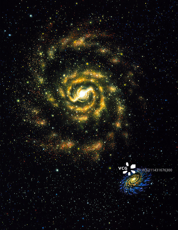 棒旋星系和普通旋涡星系图片素材