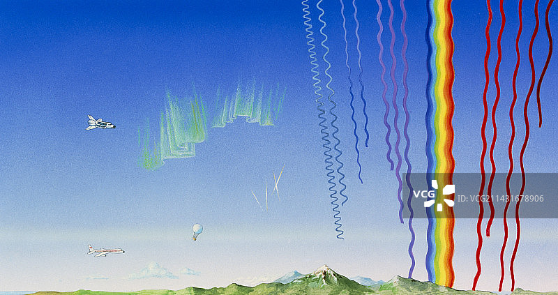地球大气层结构插画图片素材