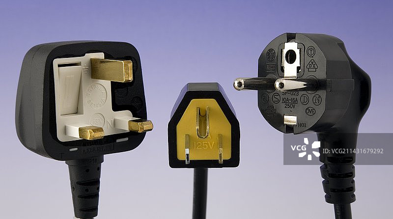 英国、美国和欧洲的电源插头图片素材