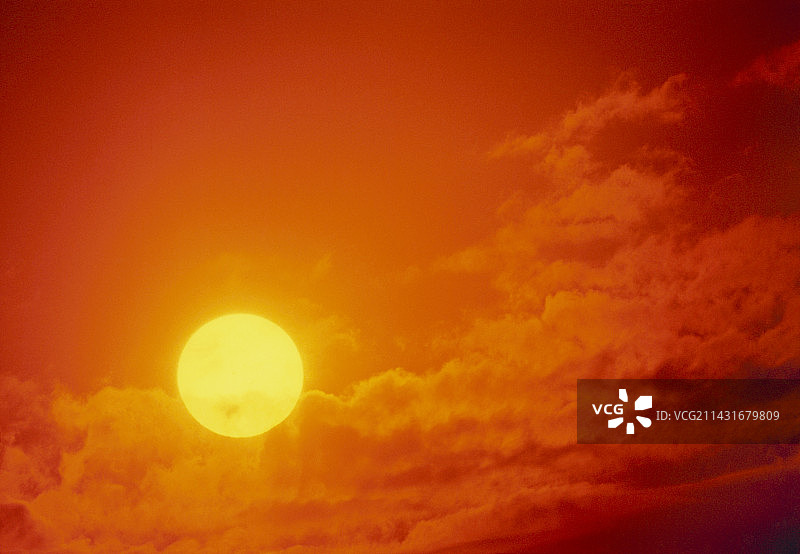 多云天空下的日落美景图片素材