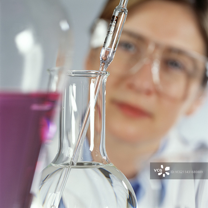 化学家正在用移液管吸取液体图片素材