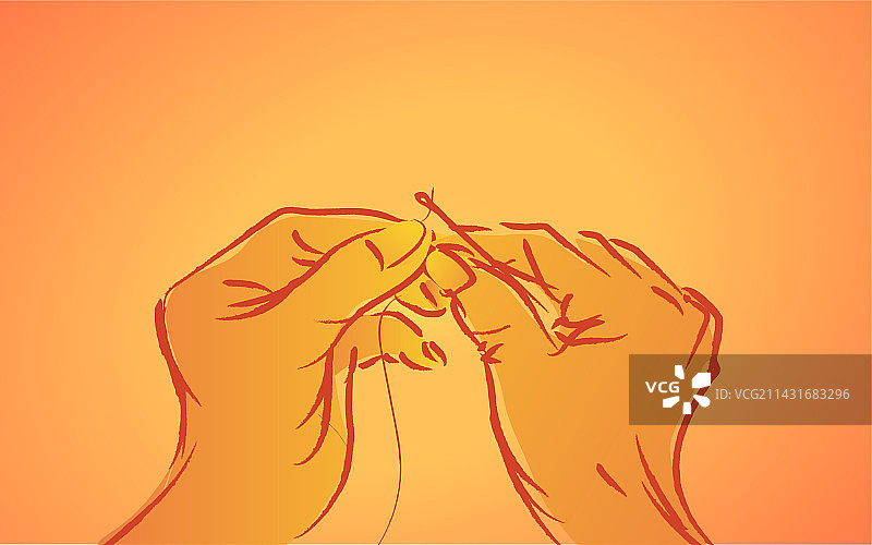 感恩母亲节传统文化双手拿针线图片素材