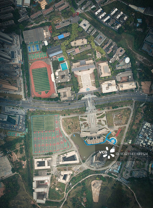 广州航海学院高空俯拍图片素材