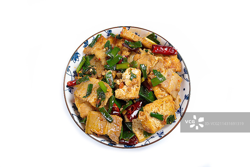 家常小炒煎豆腐炒回锅肉图片素材