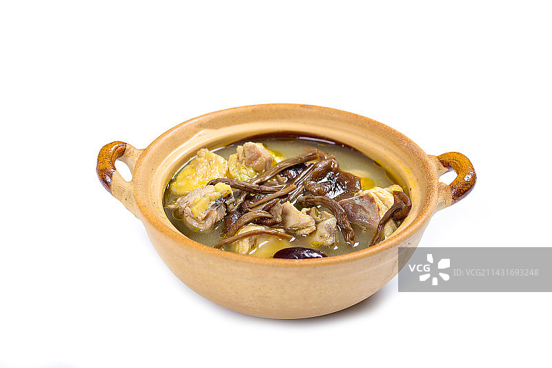 家常汤菜美食清炖鸡汤茶树菇图片素材