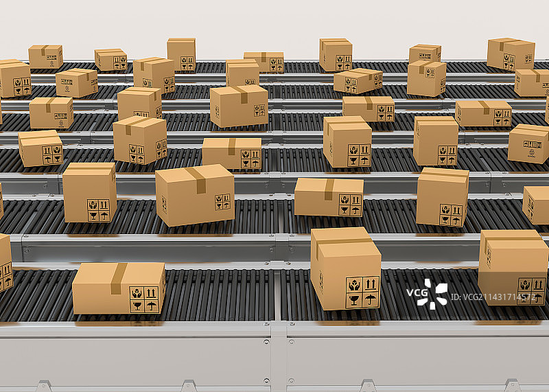 传送带和包裹快递图片素材