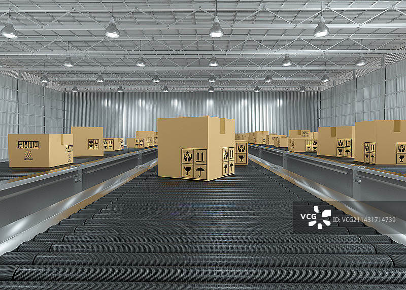 传送带和包裹快递图片素材