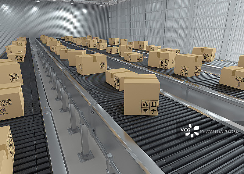 传送带和包裹快递图片素材
